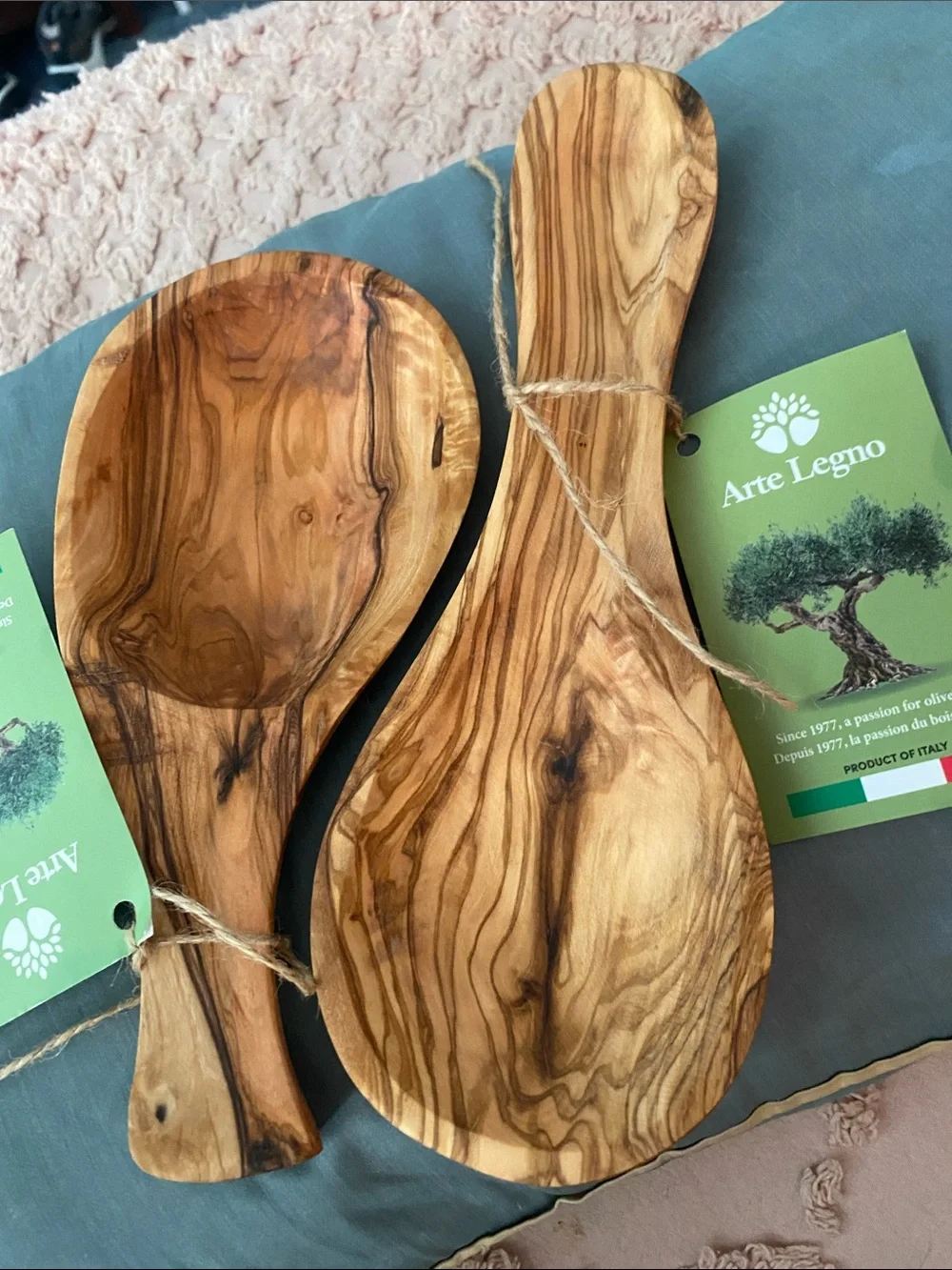 Olive Wood Spoon Rest / Serving Spoon - Natural Brown